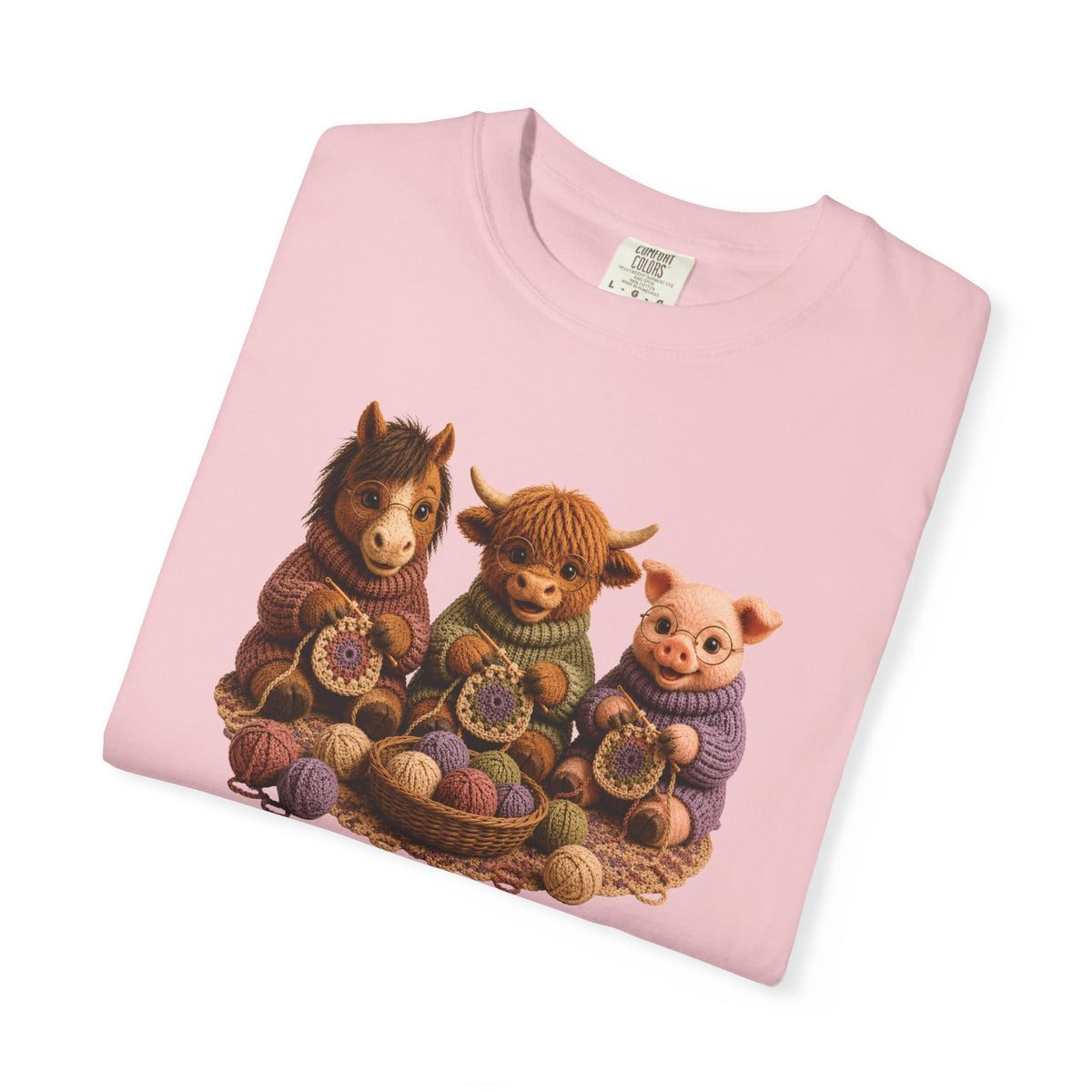 Horse, Hyland Cow, Pig Crocheting — Barnyard Stitch Club T‑Shirt