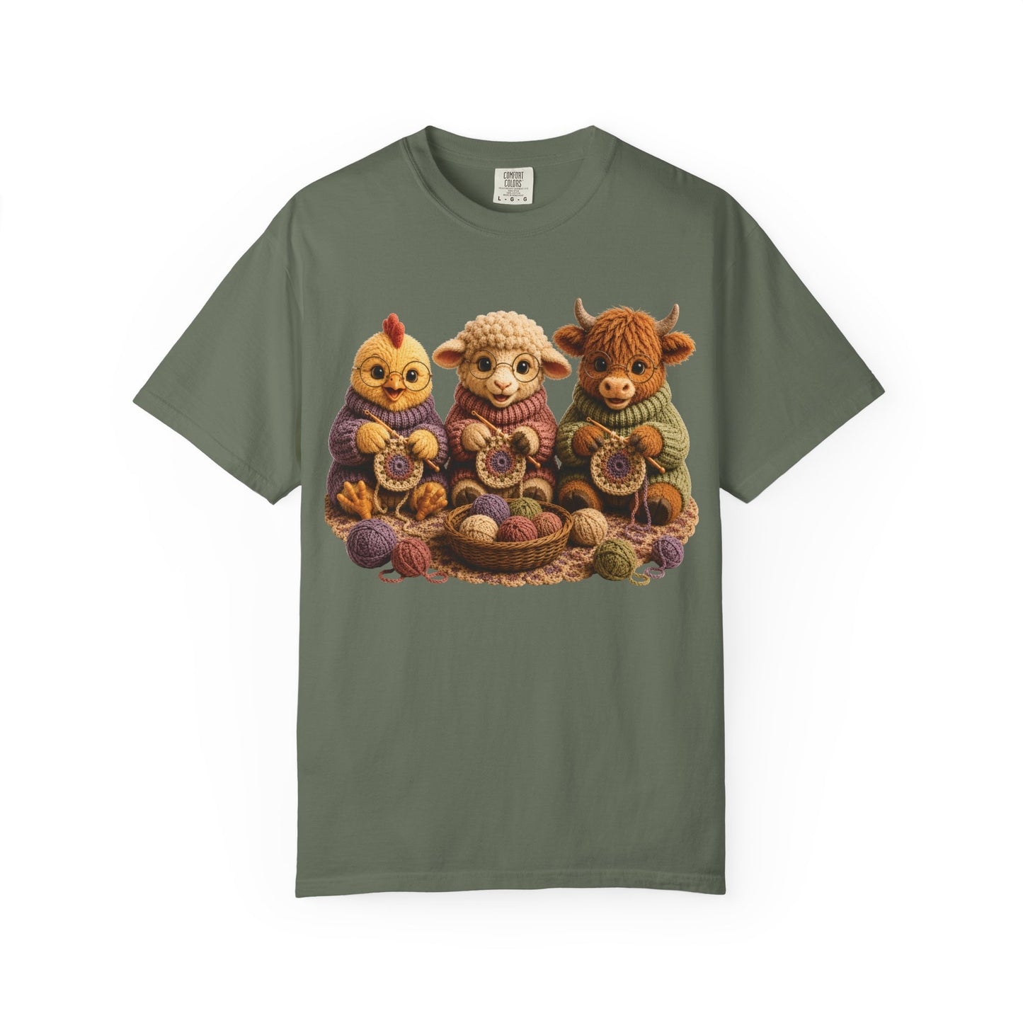 Chicken, Sheep, Hyland Cow Crocheting — Barnyard Stitch Club T-Shirt