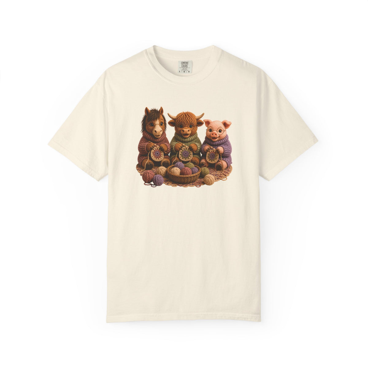 Horse, Hyland Cow, Pig Crocheting — Barnyard Stitch Club T‑Shirt