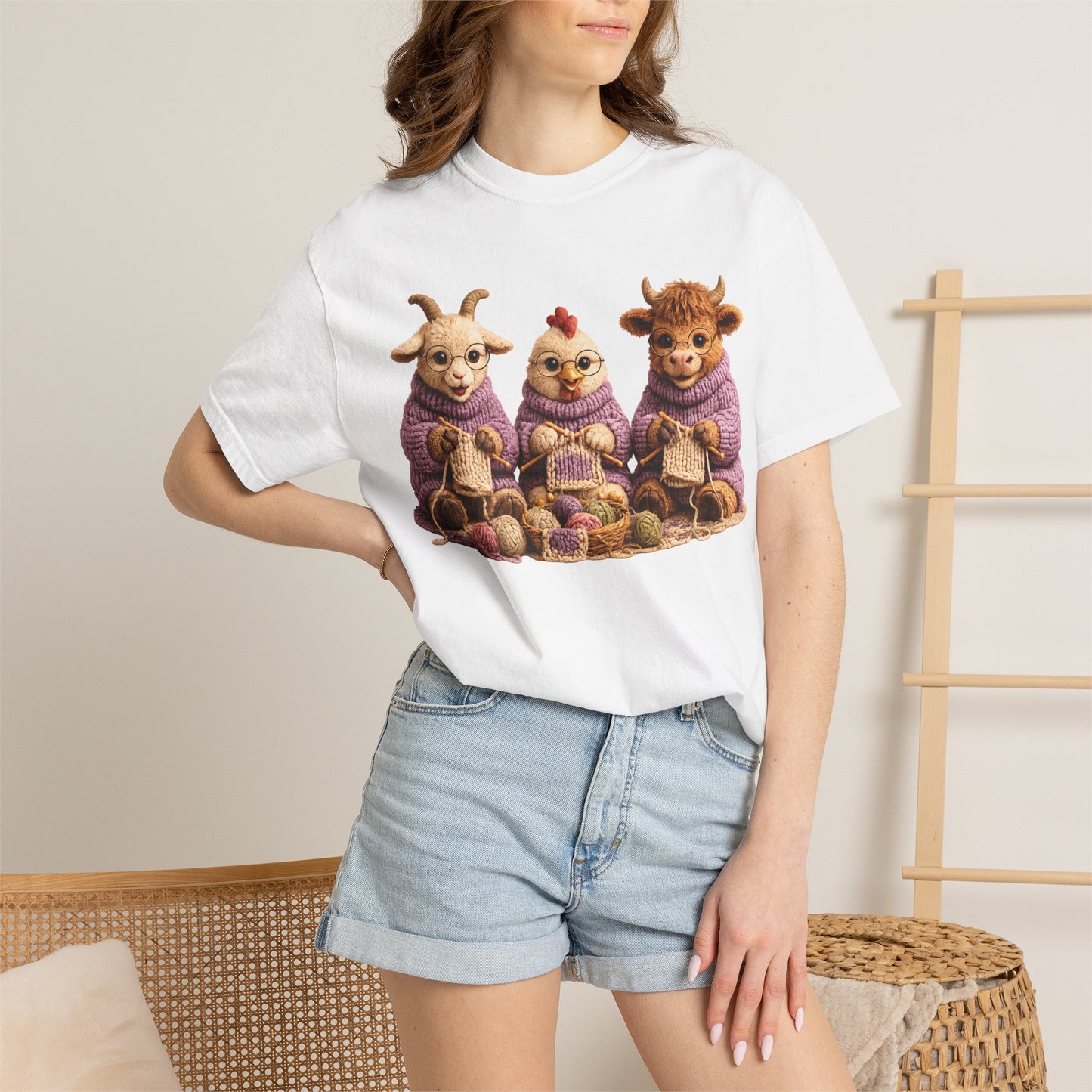 Goat, Chicken, Hyland Cow Knitting — Barnyard Stitch Club T-Shirt
