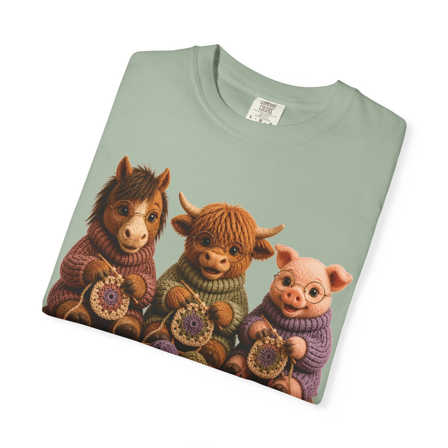 Horse, Hyland Cow, Pig Crocheting — Barnyard Stitch Club T‑Shirt