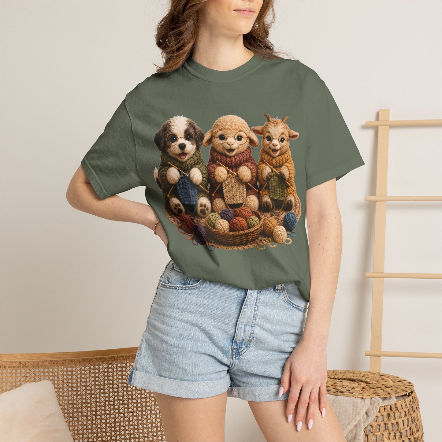 Sheep Dog, Sheep, Goat Knitting — Barnyard Stitch Club T‑Shirt
