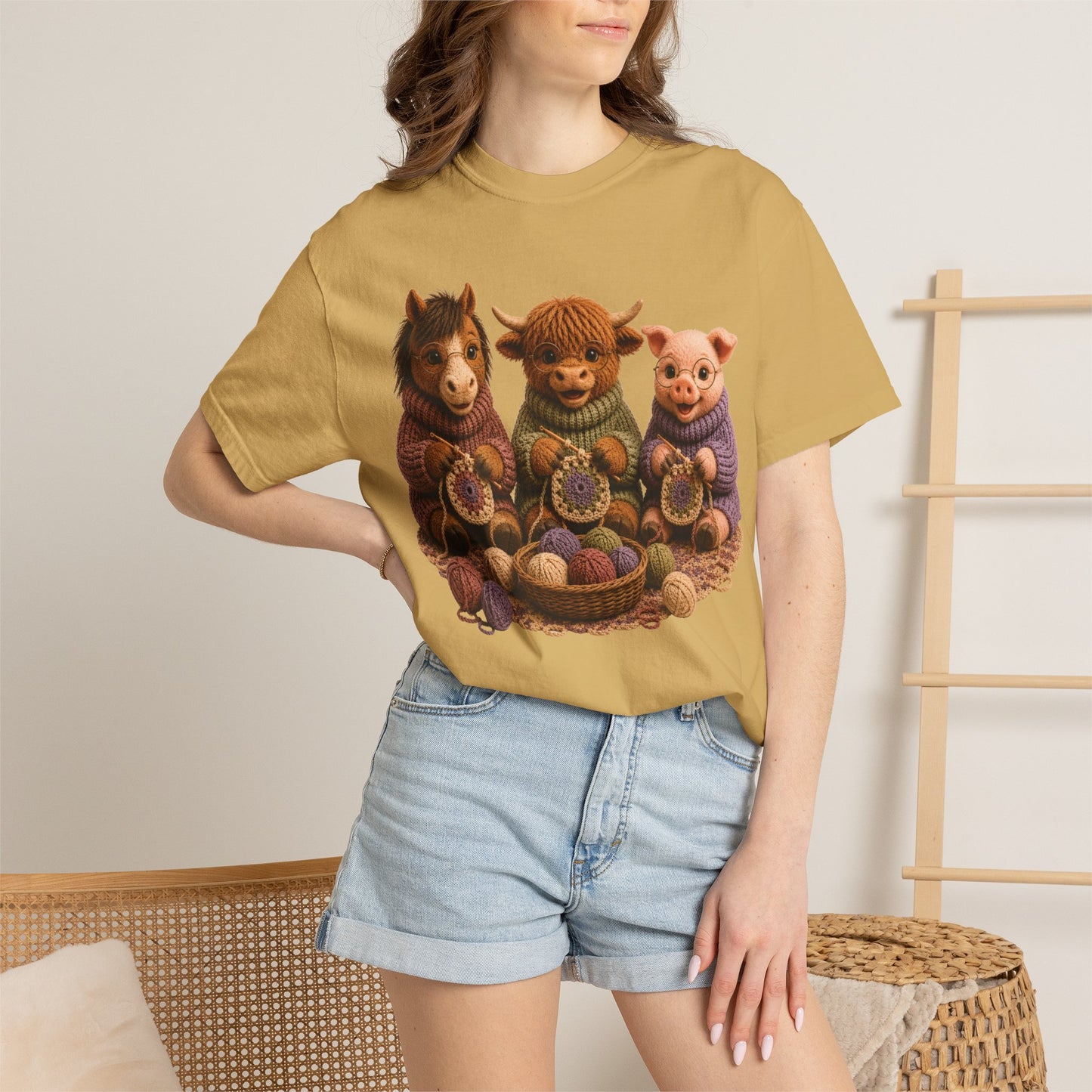 Horse, Hyland Cow, Pig Crocheting — Barnyard Stitch Club T‑Shirt