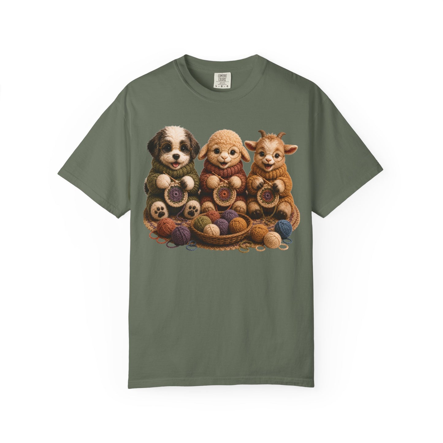 Sheep Dog, Sheep, Goat Crocheting — Barnyard Stitch Club T‑Shirt