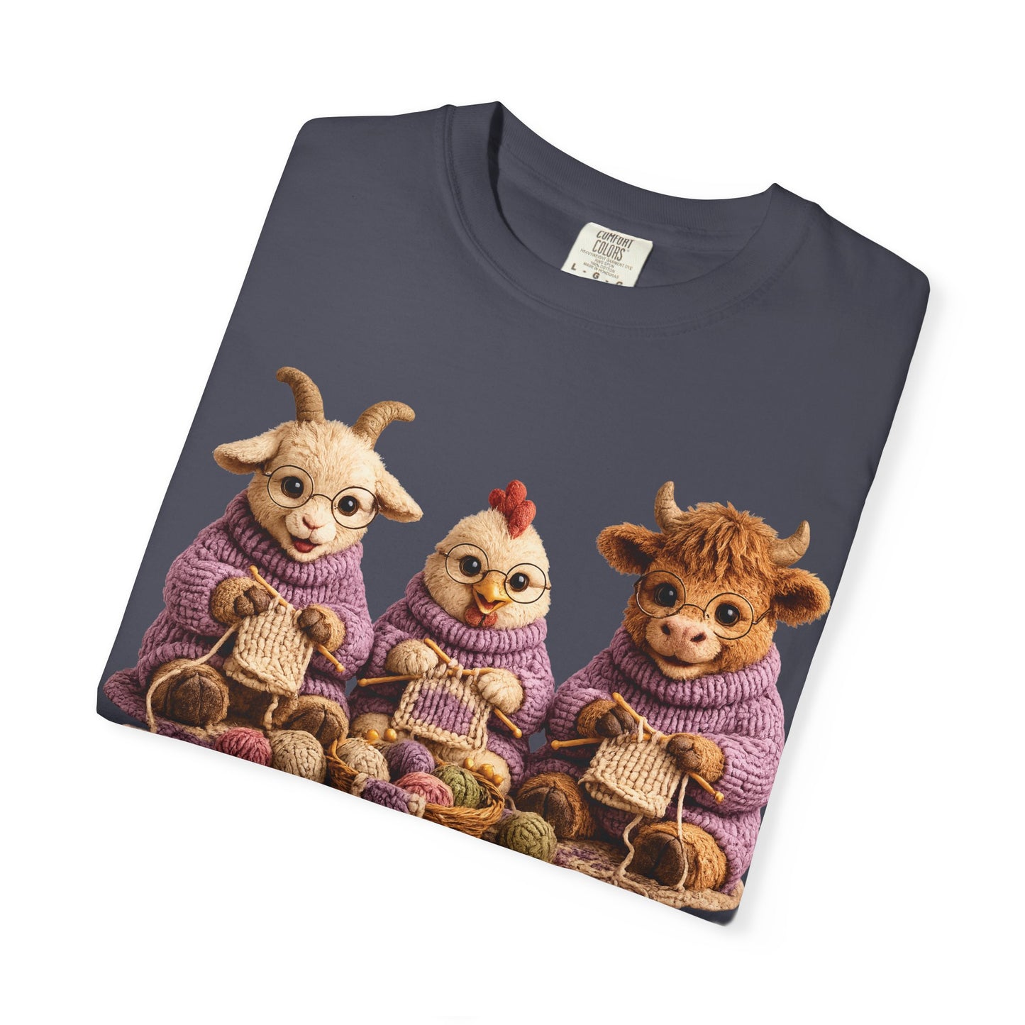 Goat, Chicken, Hyland Cow Knitting — Barnyard Stitch Club T-Shirt