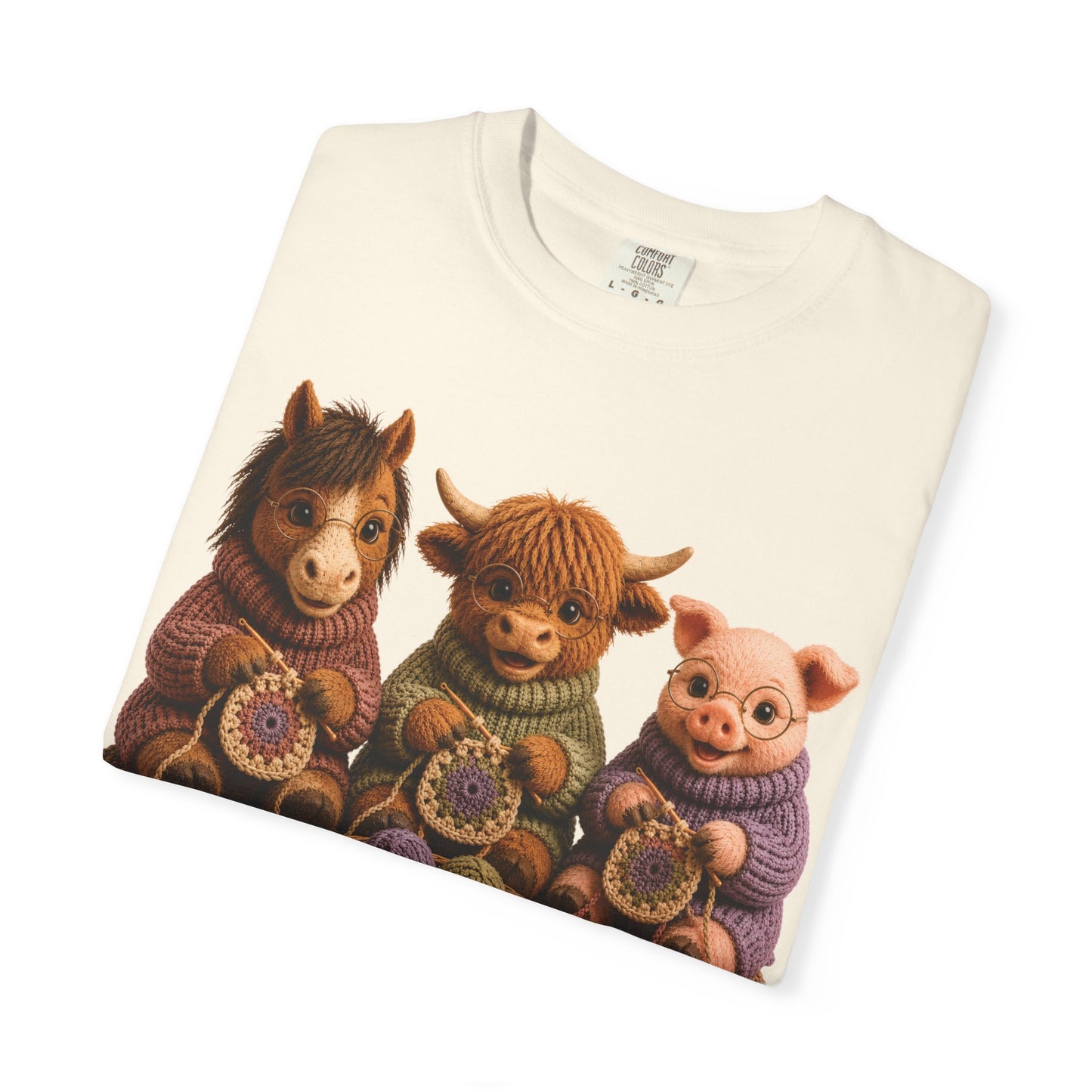 Horse, Hyland Cow, Pig Crocheting — Barnyard Stitch Club T‑Shirt