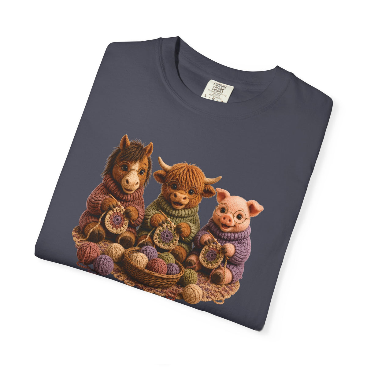 Horse, Hyland Cow, Pig Crocheting — Barnyard Stitch Club T‑Shirt