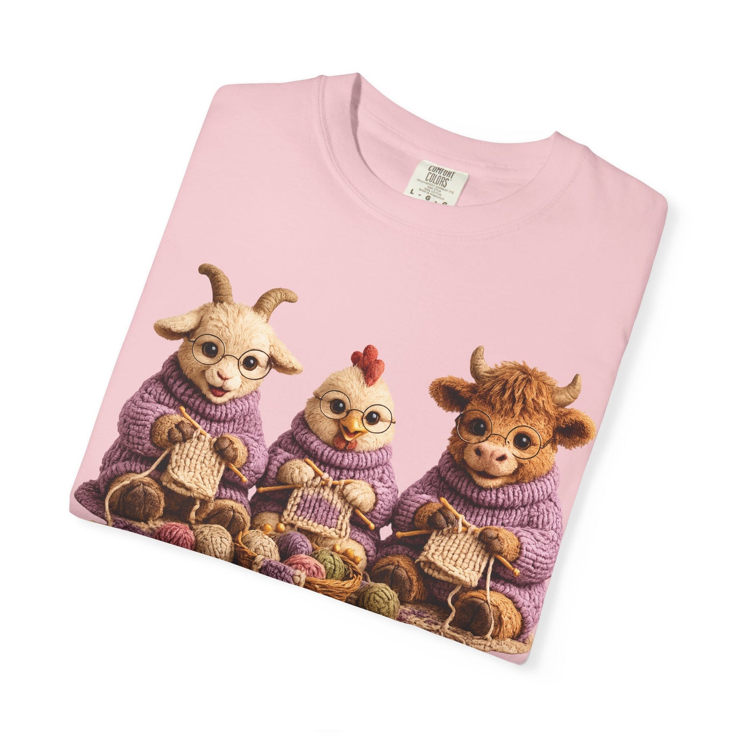 Goat, Chicken, Hyland Cow Knitting — Barnyard Stitch Club T-Shirt