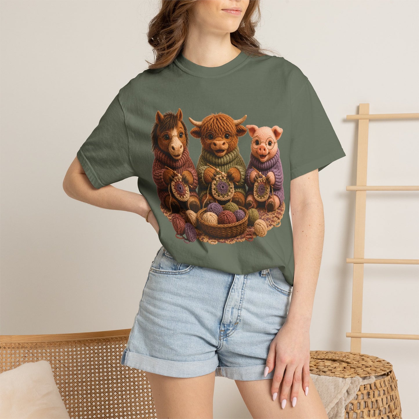 Horse, Hyland Cow, Pig Crocheting — Barnyard Stitch Club T‑Shirt