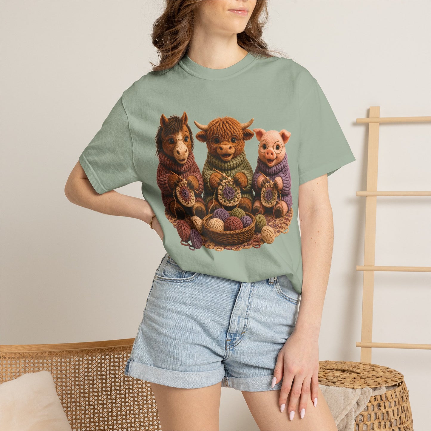 Horse, Hyland Cow, Pig Crocheting — Barnyard Stitch Club T‑Shirt