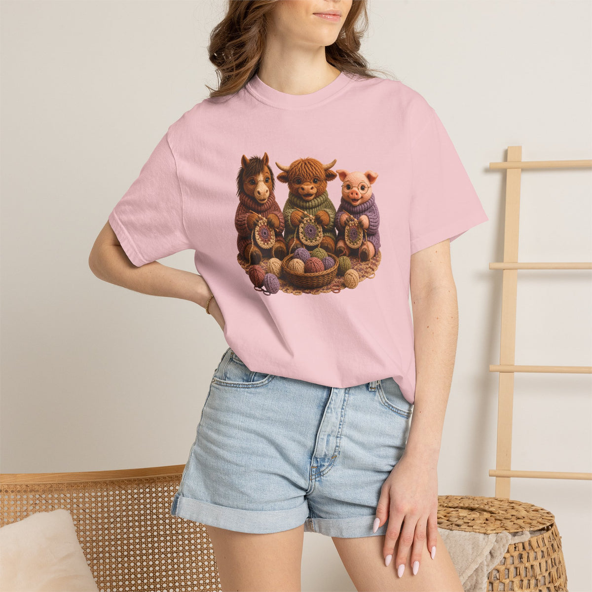 Horse, Hyland Cow, Pig Crocheting — Barnyard Stitch Club T‑Shirt