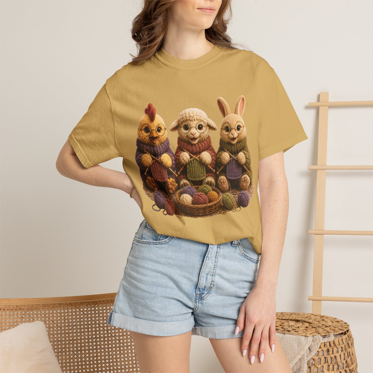 Chicken, Sheep, Bunny Knitting — Barnyard Stitch Club T‑Shirt
