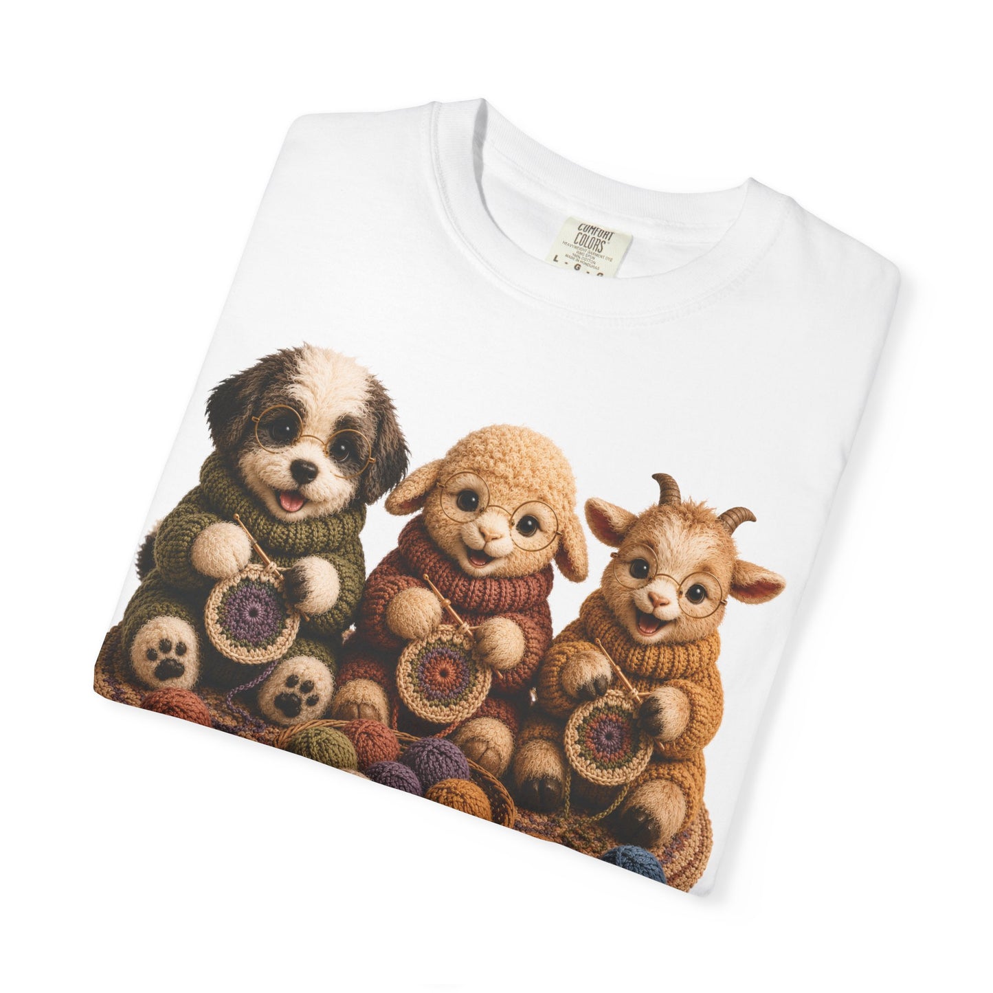 Sheep Dog, Sheep, Goat Crocheting — Barnyard Stitch Club T‑Shirt