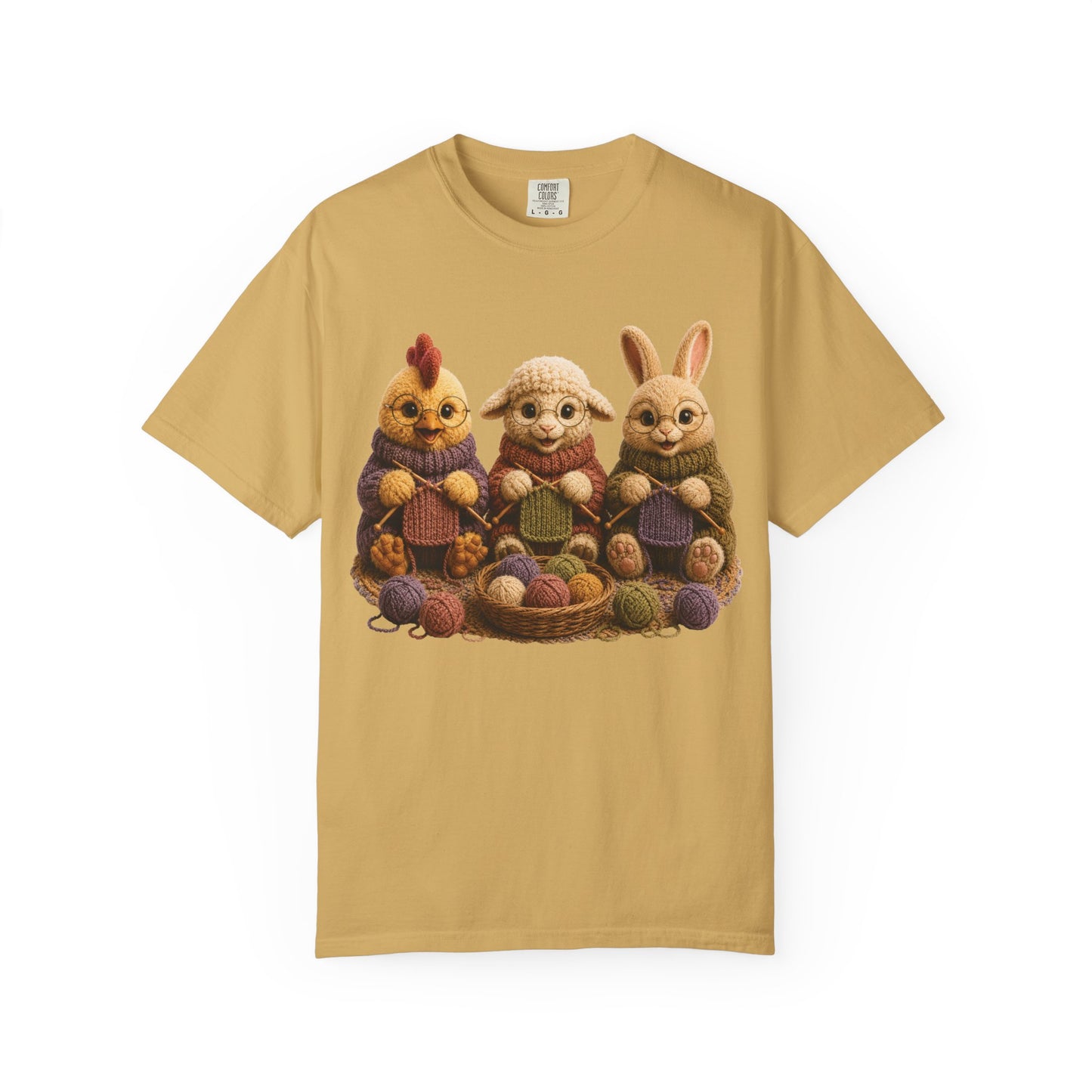 Chicken, Sheep, Bunny Knitting — Barnyard Stitch Club T‑Shirt