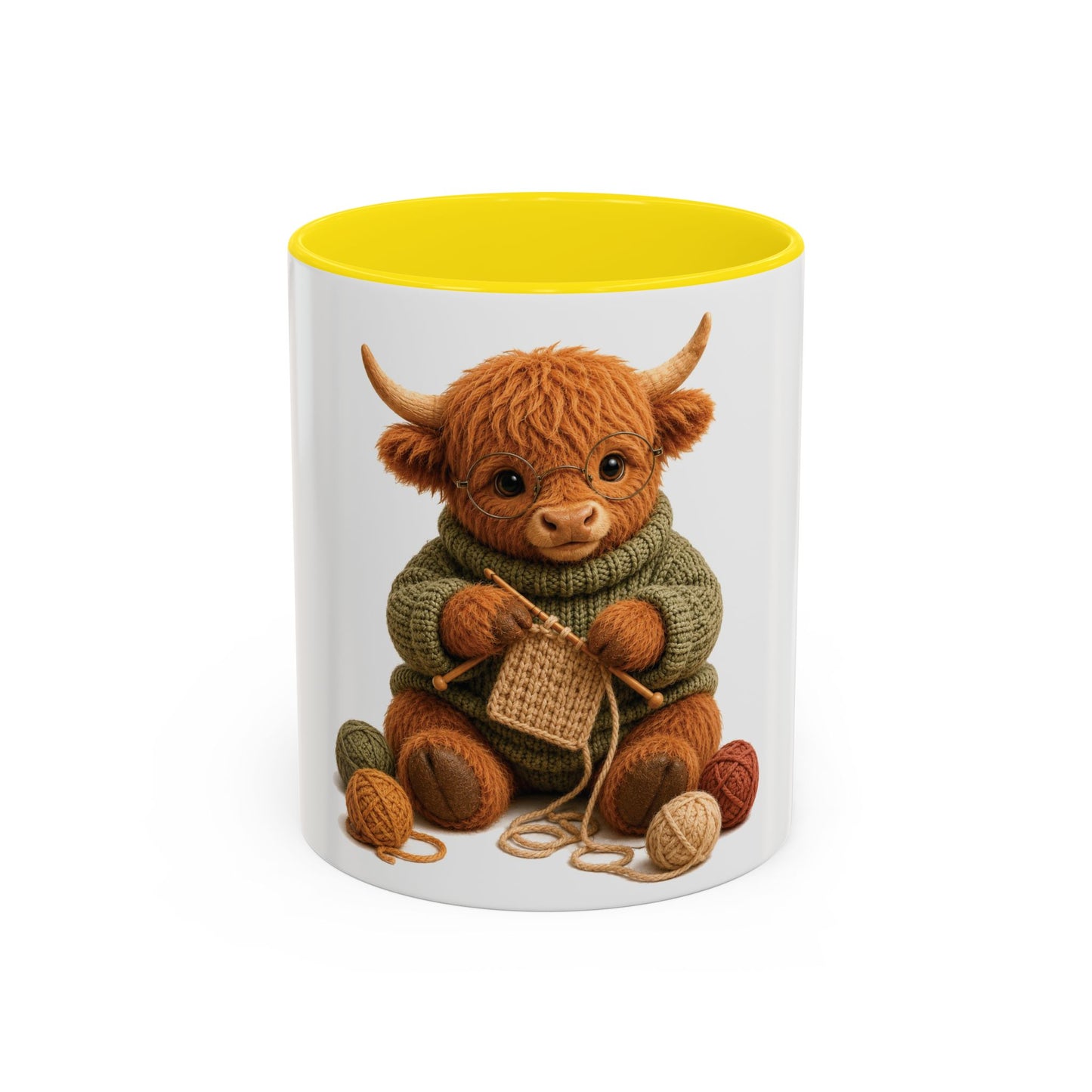 Hyland Cow Knitting Mug – Barnyard Stitch Club Mug (11/15oz)