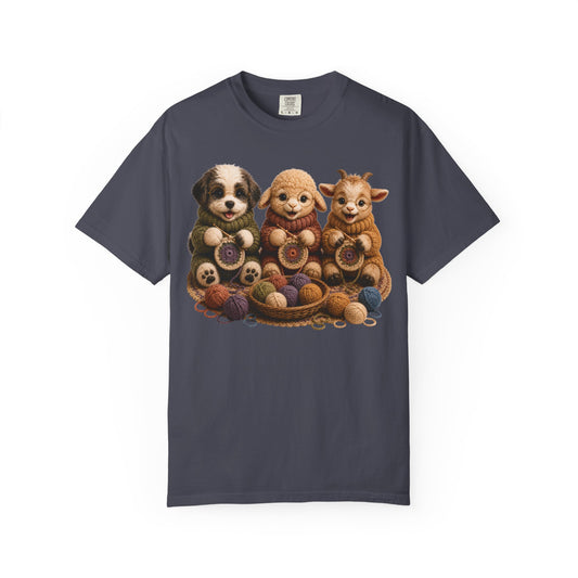 Sheep Dog, Sheep, Goat Crocheting — Barnyard Stitch Club T‑Shirt