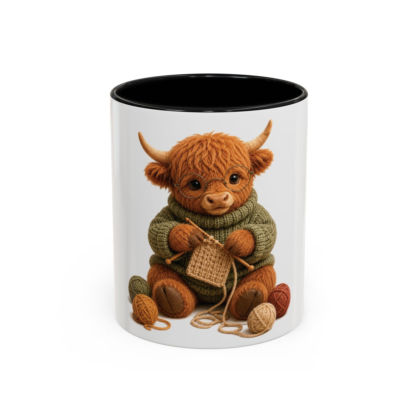 Hyland Cow Knitting Mug – Barnyard Stitch Club Mug (11/15oz)