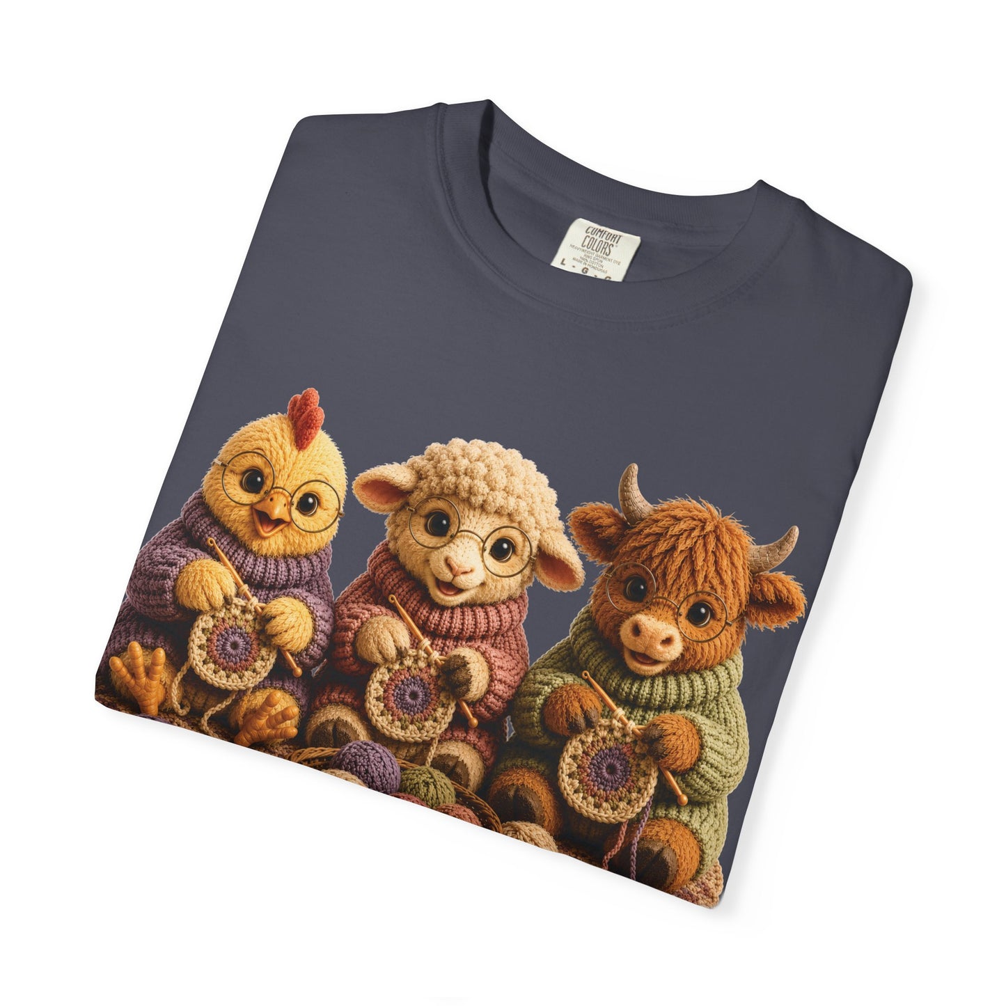 Chicken, Sheep, Hyland Cow Crocheting — Barnyard Stitch Club T-Shirt