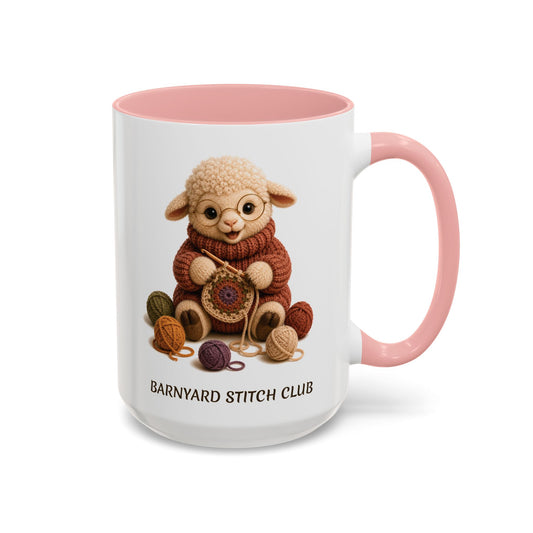 Sheep Crocheting Mug — Barnyard Stitch Club Mug (11/15oz)