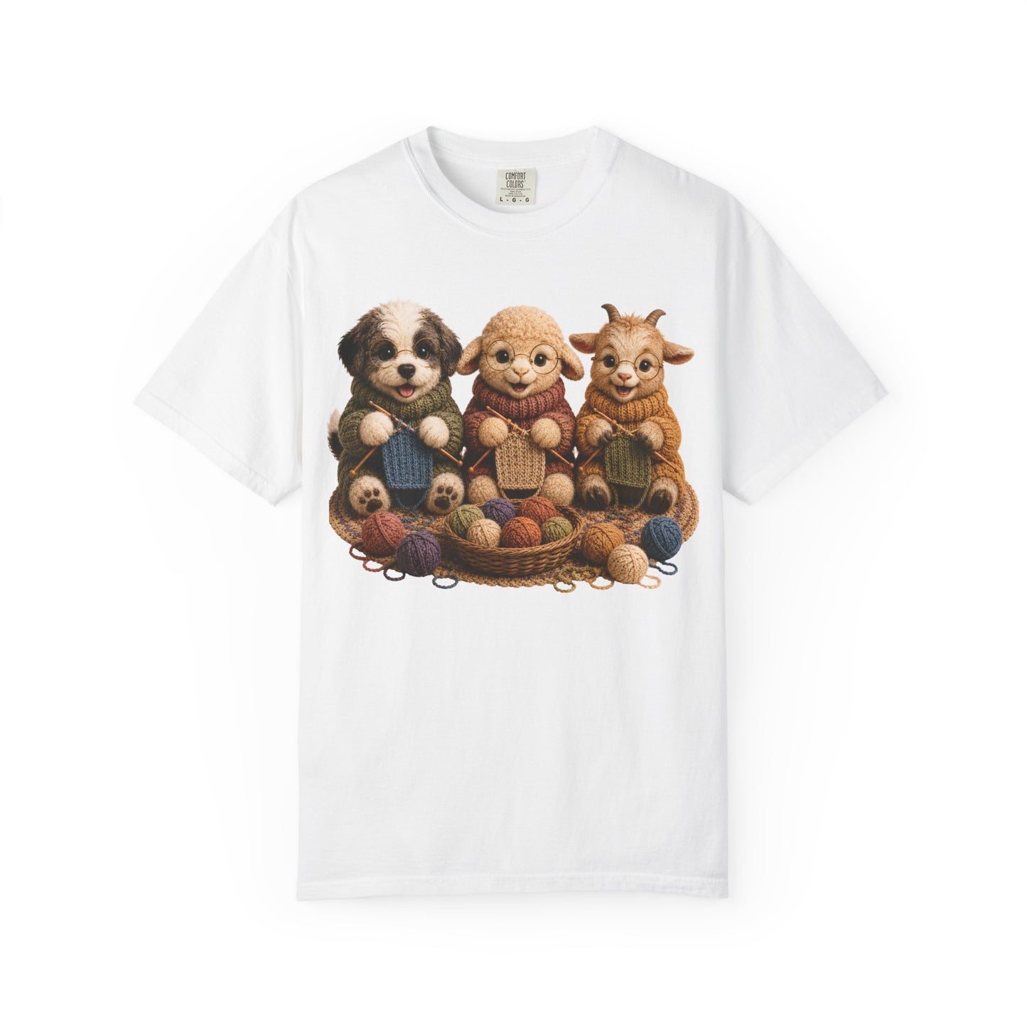 Sheep Dog, Sheep, Goat Knitting — Barnyard Stitch Club T‑Shirt