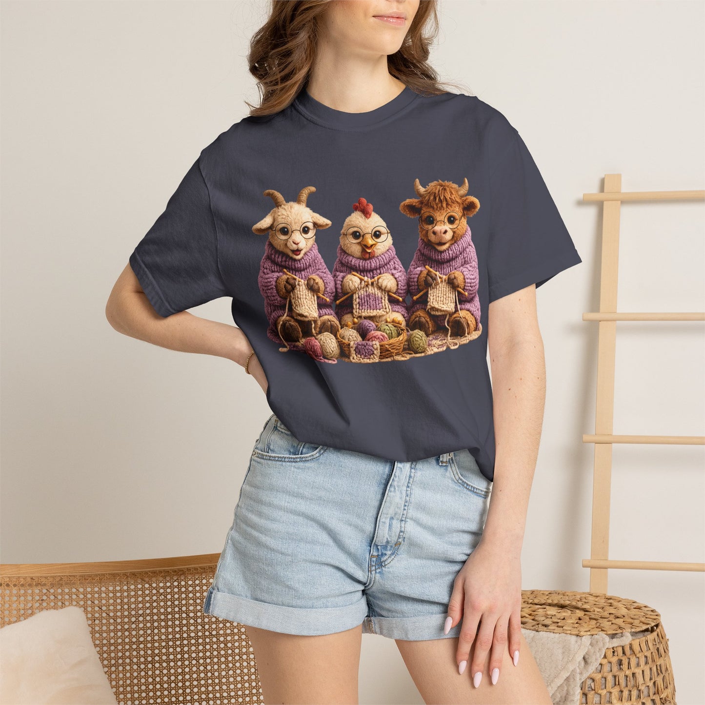 Goat, Chicken, Hyland Cow Knitting — Barnyard Stitch Club T-Shirt