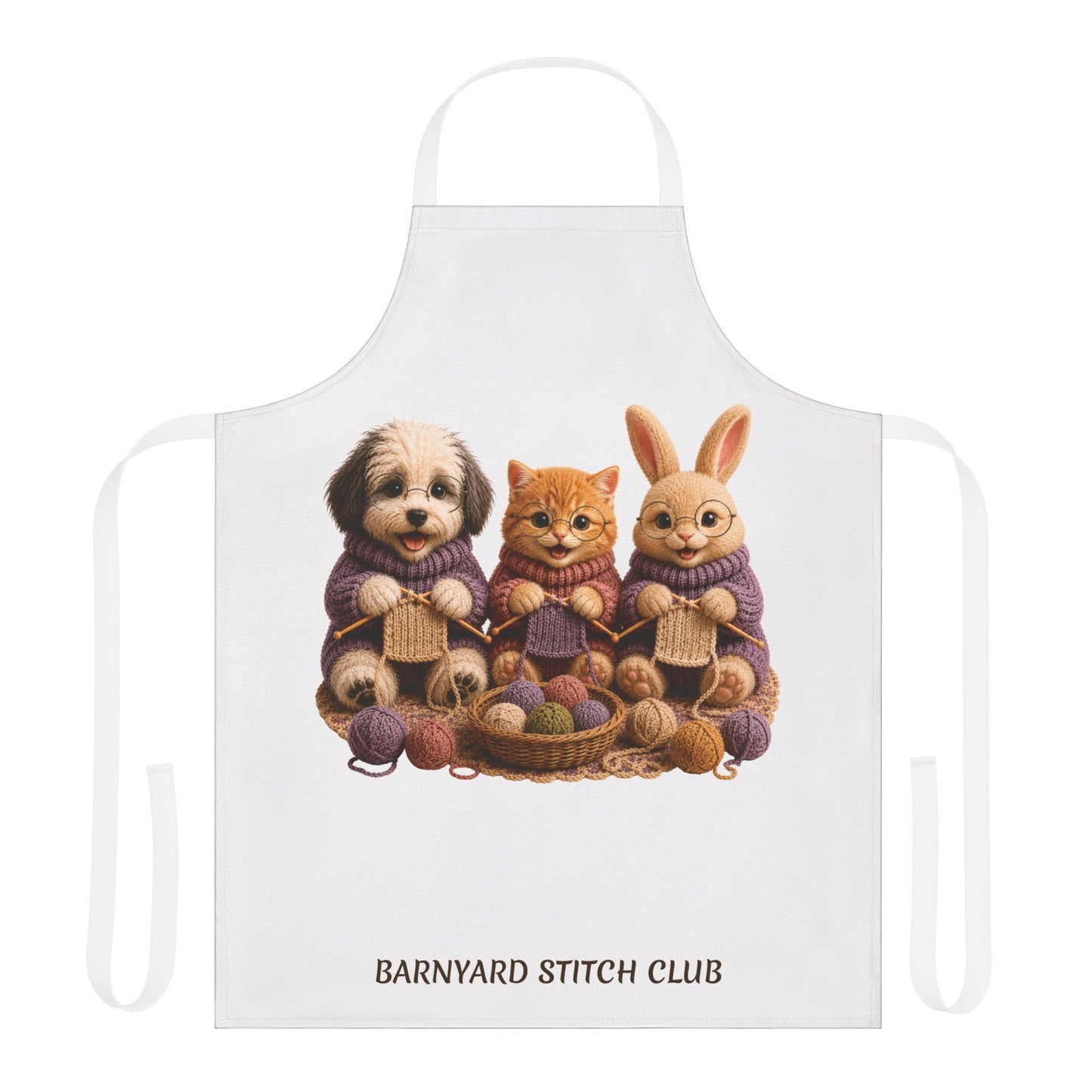 Sheep Dog, Cat, Bunny Knitting — Barnyard Stitch Club Apron