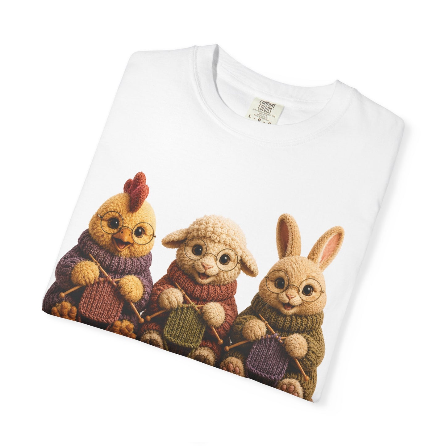 Chicken, Sheep, Bunny Knitting — Barnyard Stitch Club T‑Shirt
