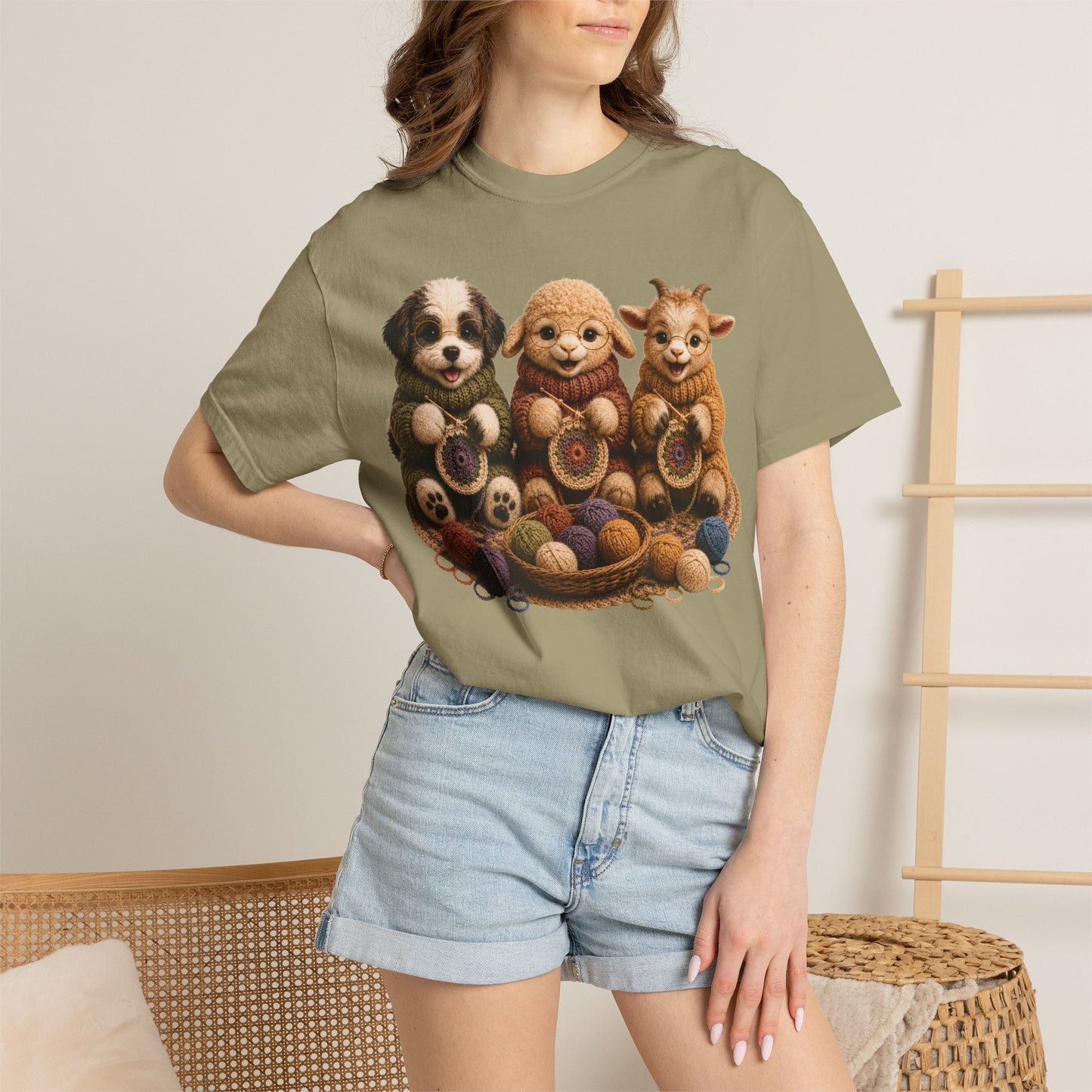 Sheep Dog, Sheep, Goat Crocheting — Barnyard Stitch Club T‑Shirt