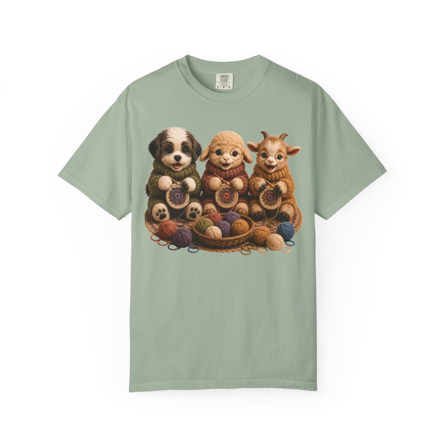 Sheep Dog, Sheep, Goat Crocheting — Barnyard Stitch Club T‑Shirt