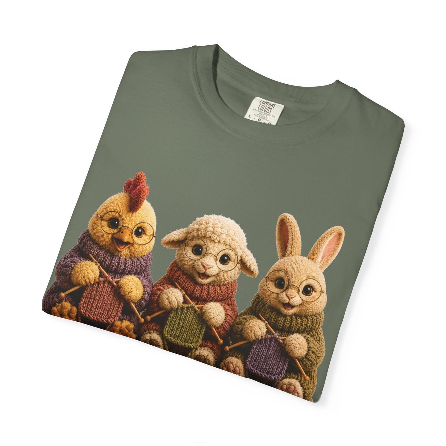 Chicken, Sheep, Bunny Knitting — Barnyard Stitch Club T‑Shirt