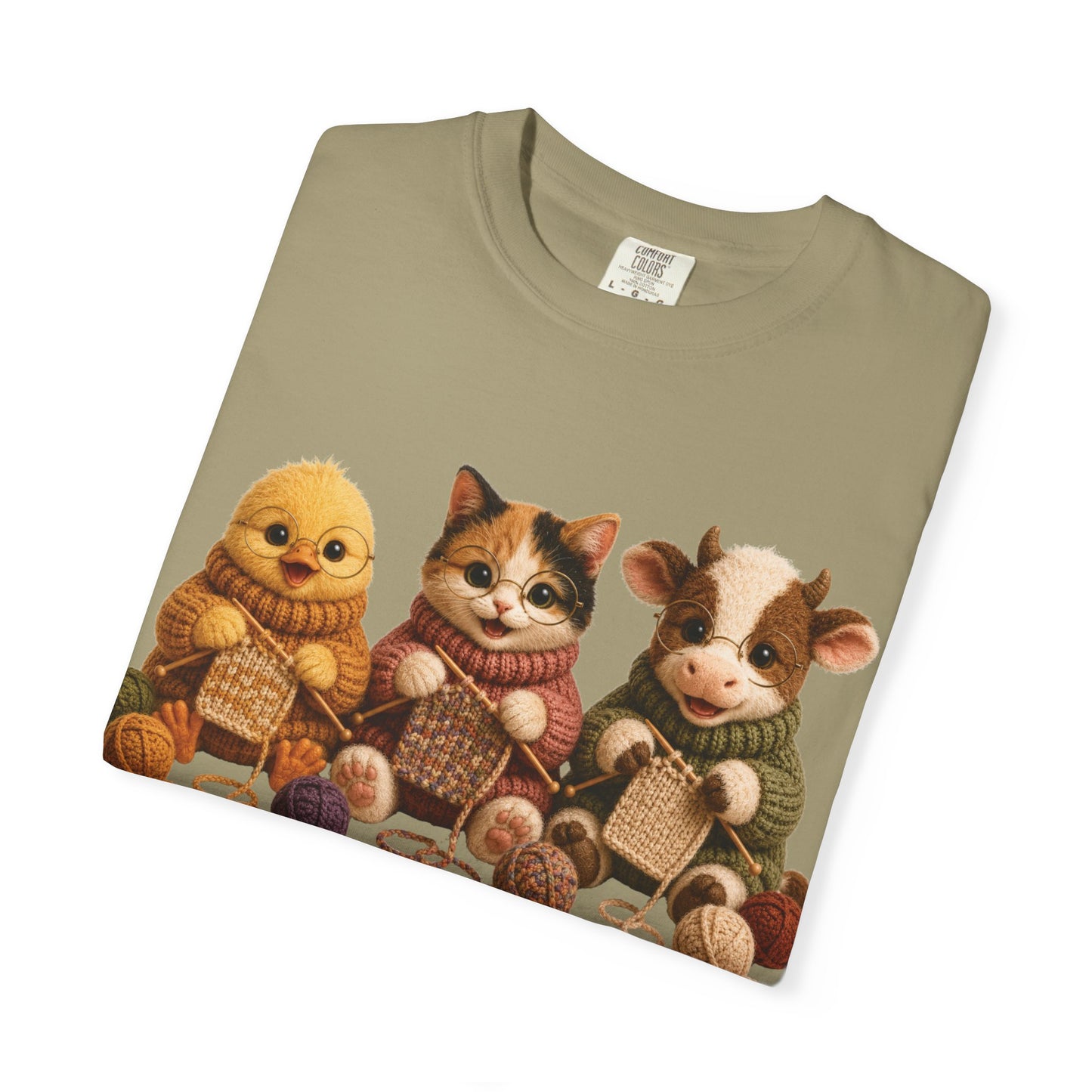 Chick, Calico Cat, Cow Knitting — Barnyard Stitch Club T-Shirt