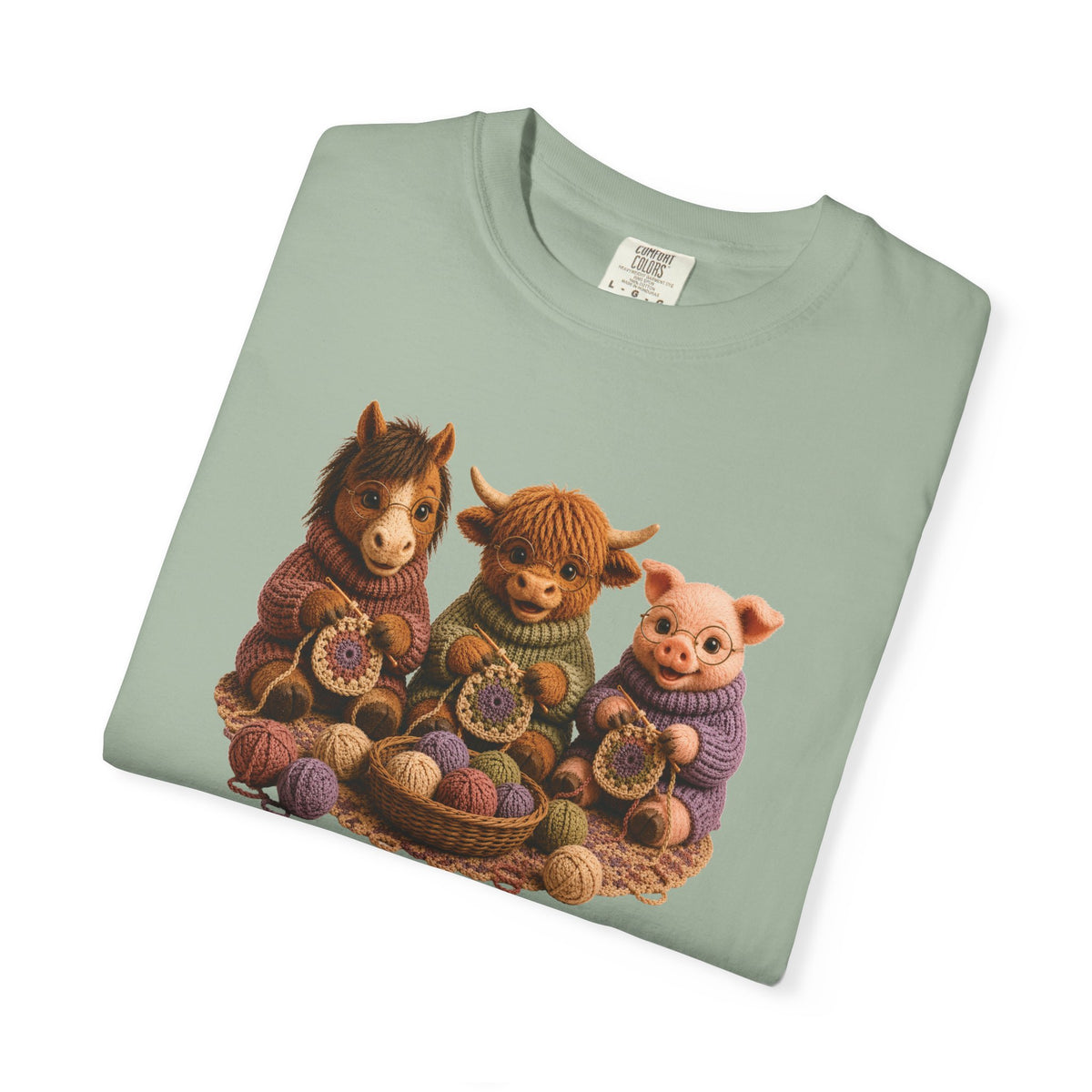 Horse, Hyland Cow, Pig Crocheting — Barnyard Stitch Club T‑Shirt