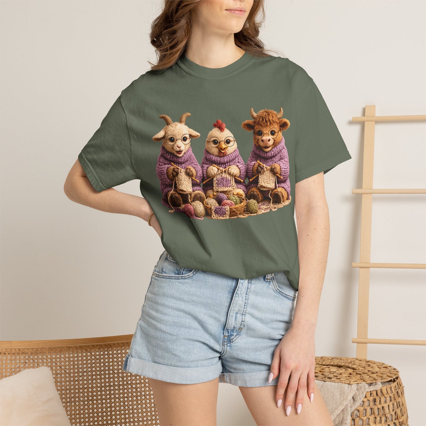 Goat, Chicken, Hyland Cow Knitting — Barnyard Stitch Club T-Shirt