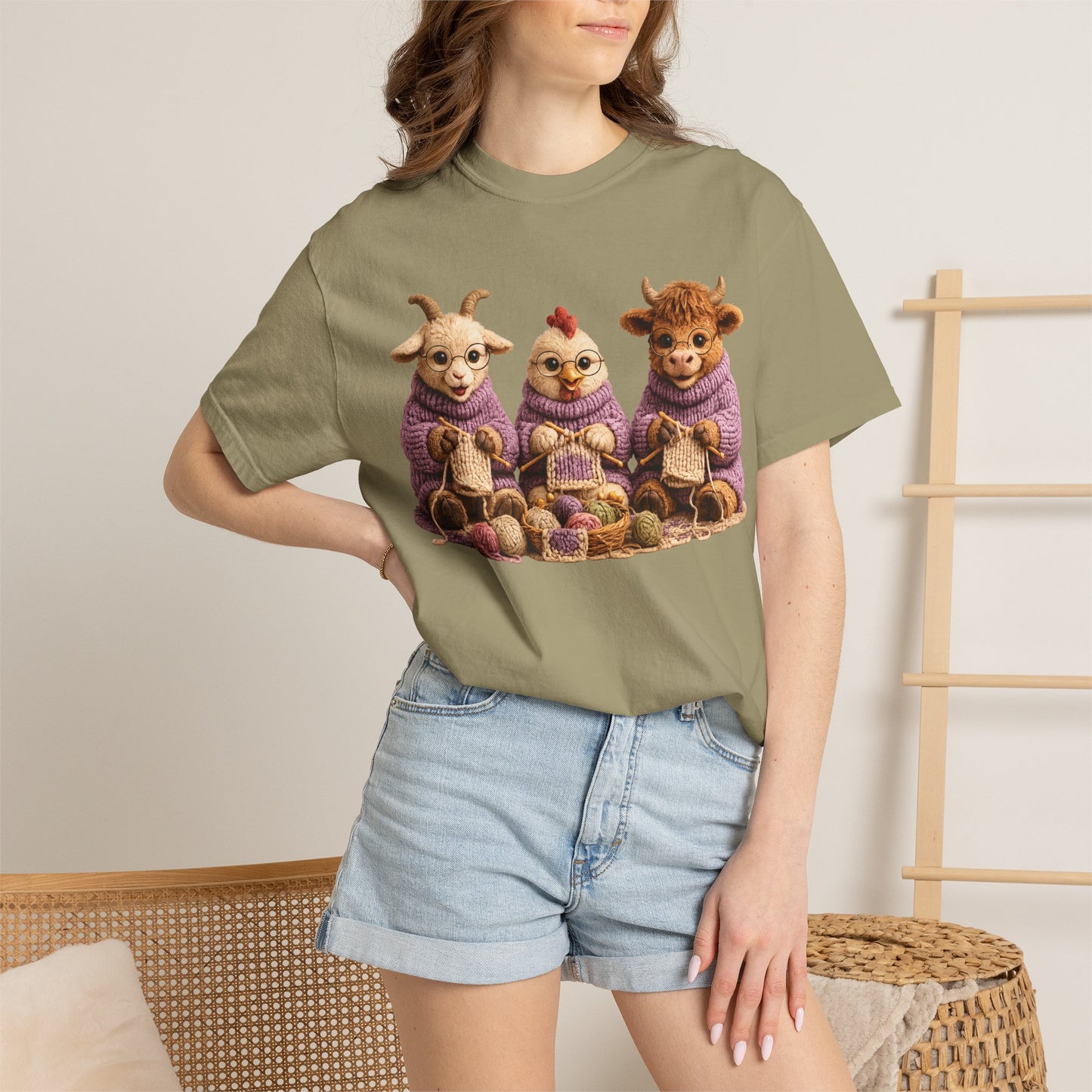 Goat, Chicken, Hyland Cow Knitting — Barnyard Stitch Club T-Shirt