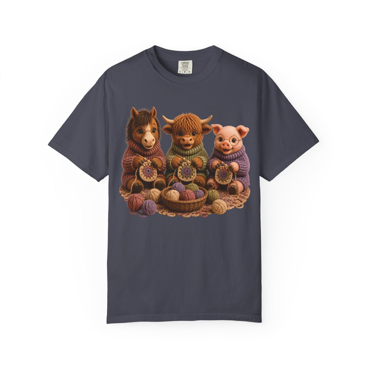 Horse, Hyland Cow, Pig Crocheting — Barnyard Stitch Club T‑Shirt