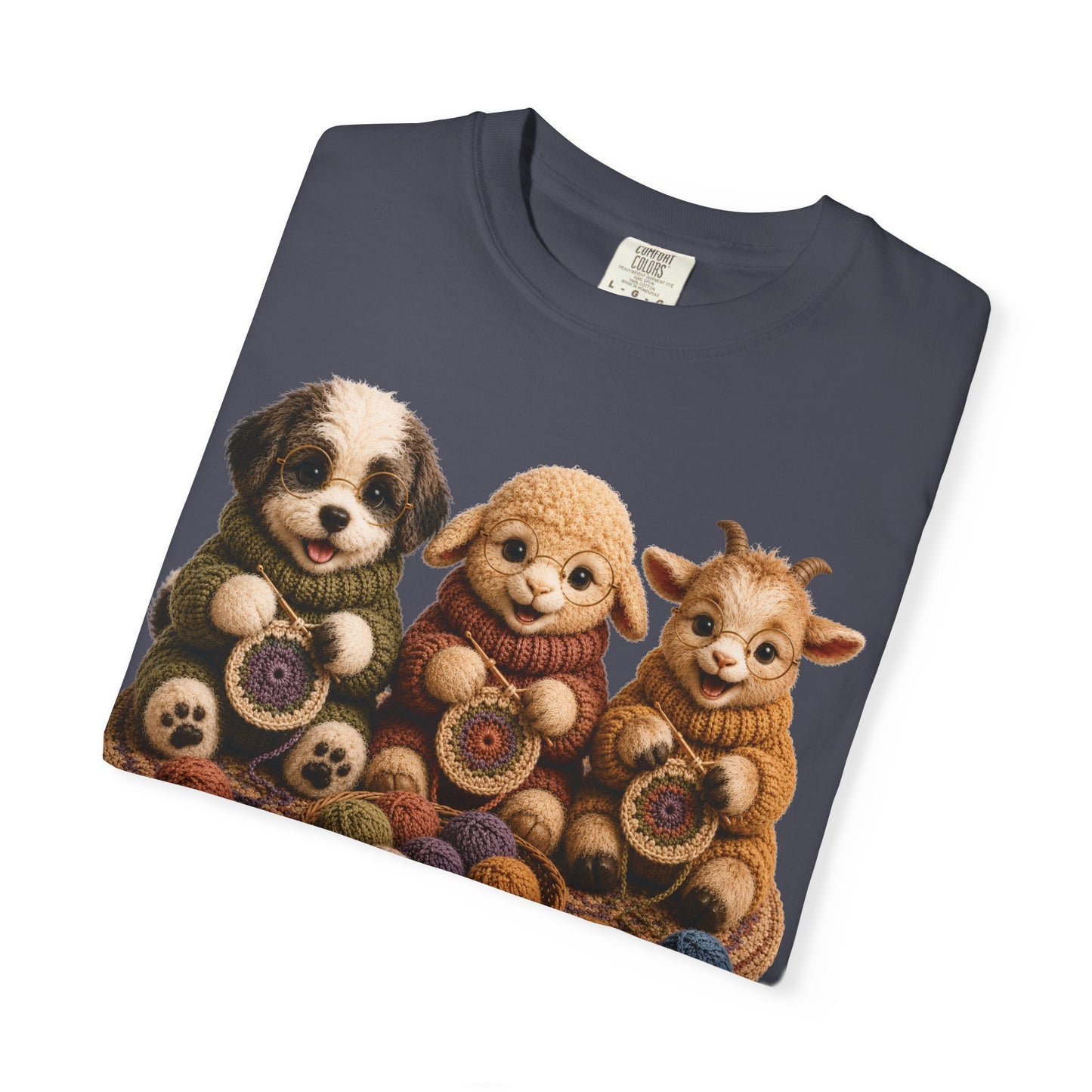 Sheep Dog, Sheep, Goat Crocheting — Barnyard Stitch Club T‑Shirt