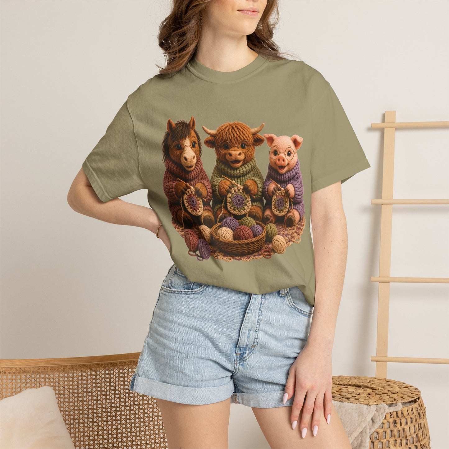 Horse, Hyland Cow, Pig Crocheting — Barnyard Stitch Club T‑Shirt