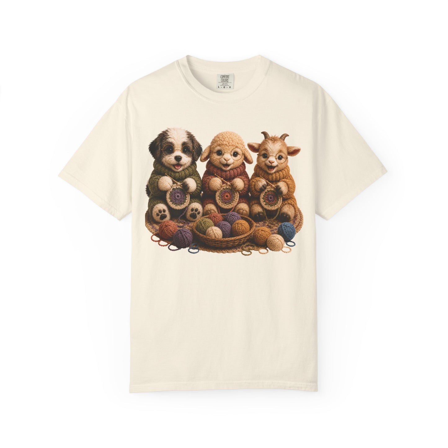 Sheep Dog, Sheep, Goat Crocheting — Barnyard Stitch Club T‑Shirt