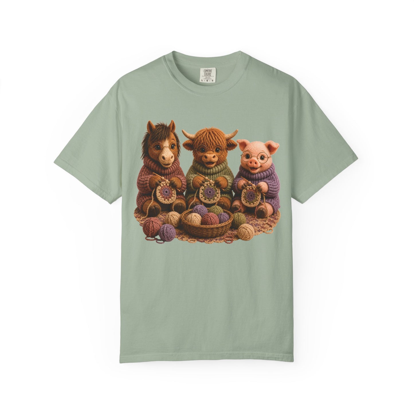 Horse, Hyland Cow, Pig Crocheting — Barnyard Stitch Club T‑Shirt
