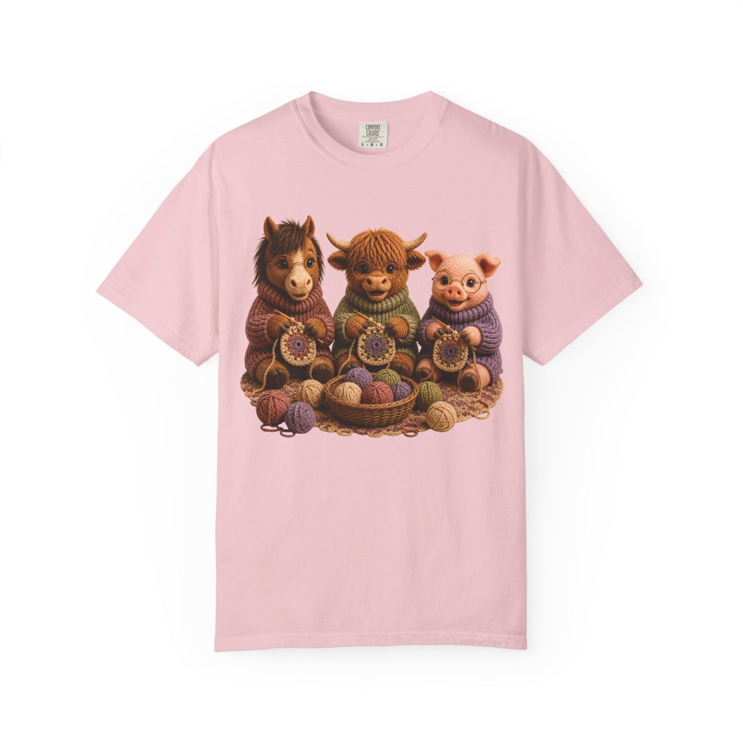 Horse, Hyland Cow, Pig Crocheting — Barnyard Stitch Club T‑Shirt