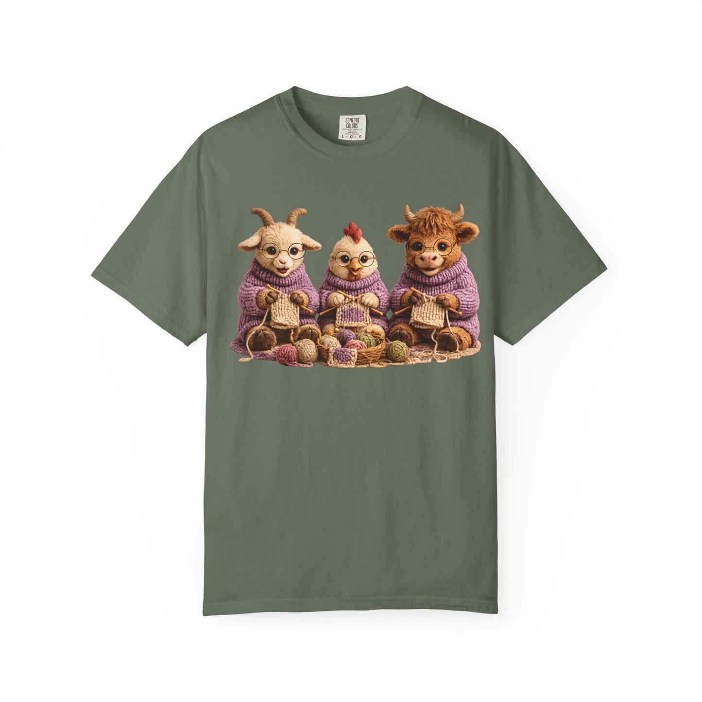 Goat, Chicken, Hyland Cow Knitting — Barnyard Stitch Club T-Shirt