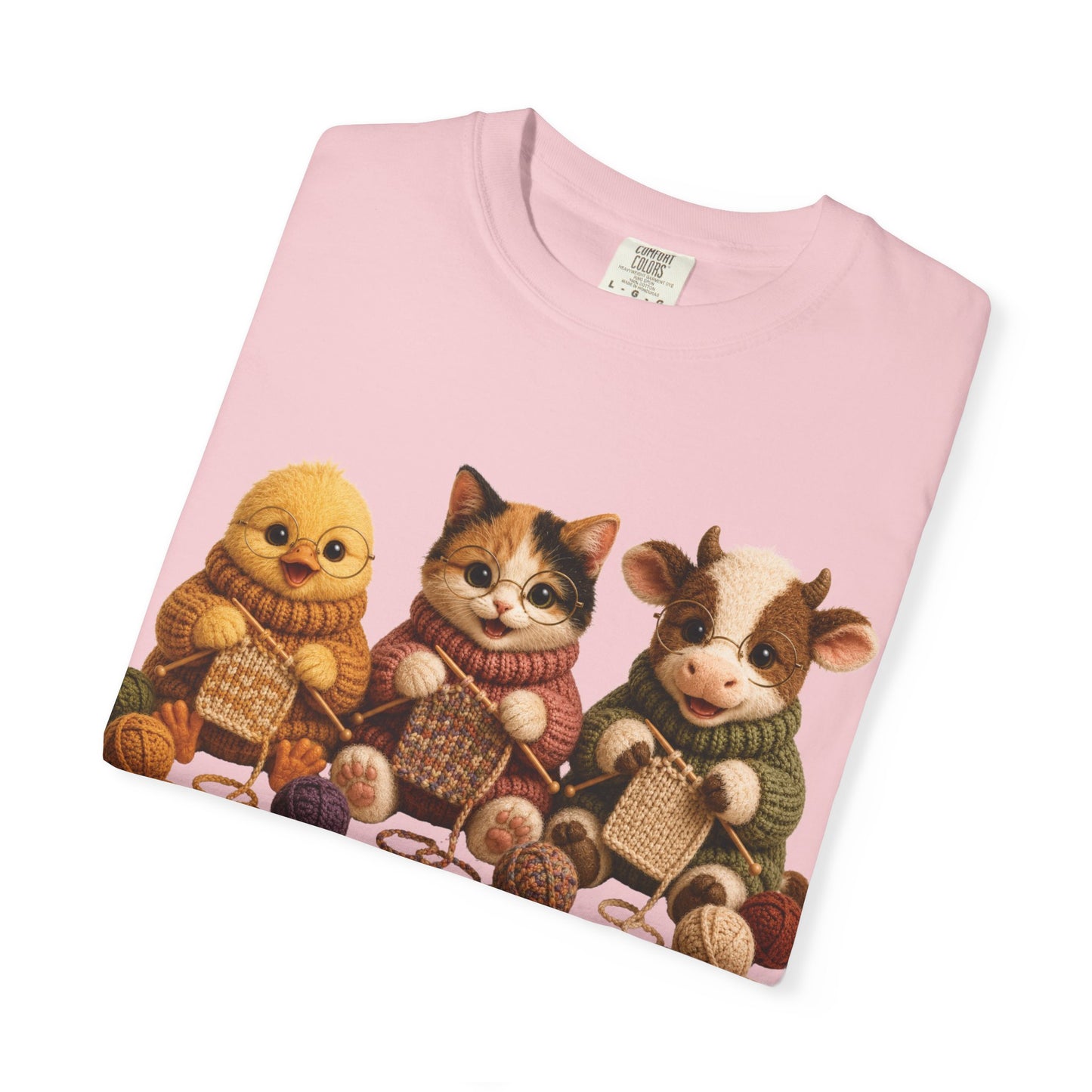 Chick, Calico Cat, Cow Knitting — Barnyard Stitch Club T-Shirt