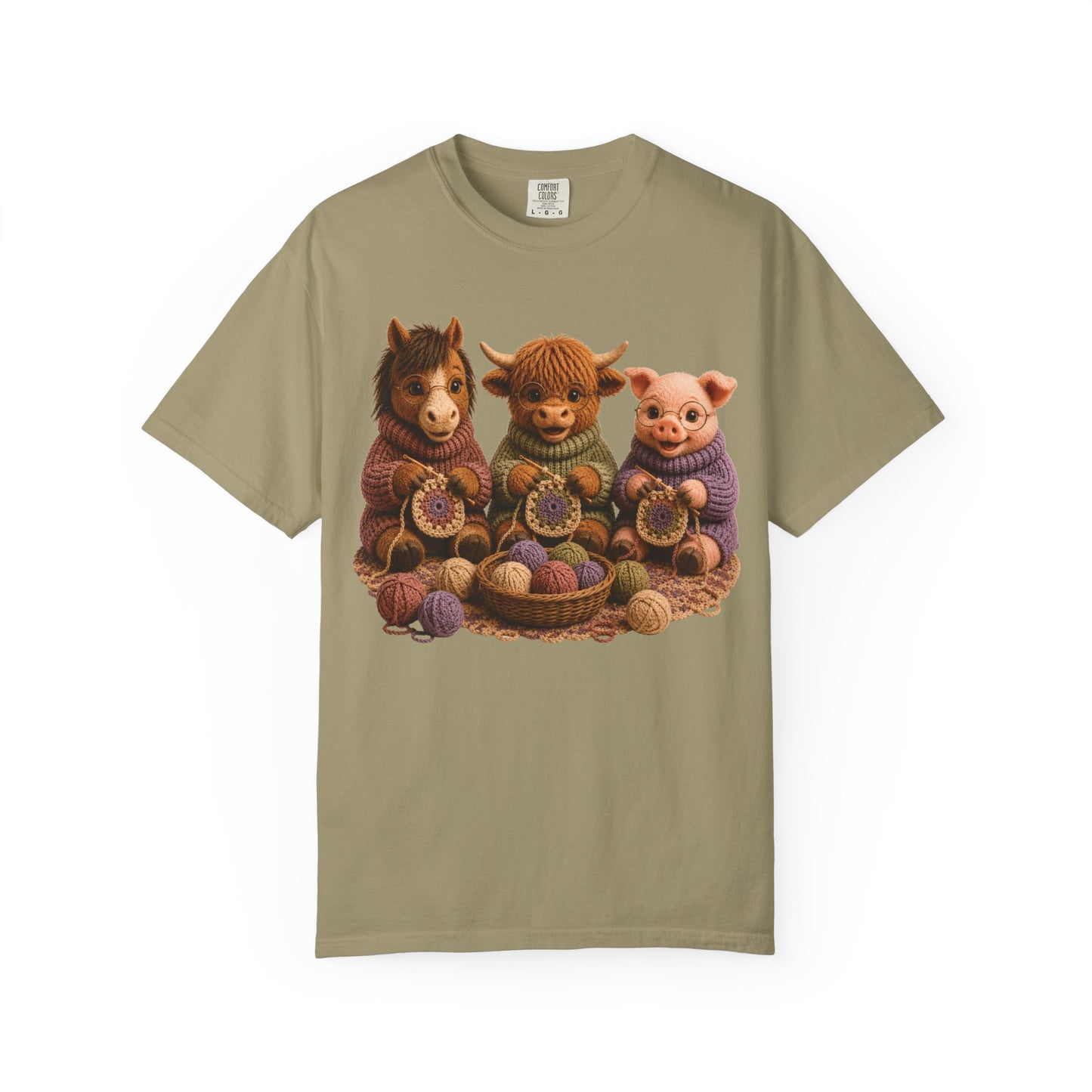 Horse, Hyland Cow, Pig Crocheting — Barnyard Stitch Club T‑Shirt