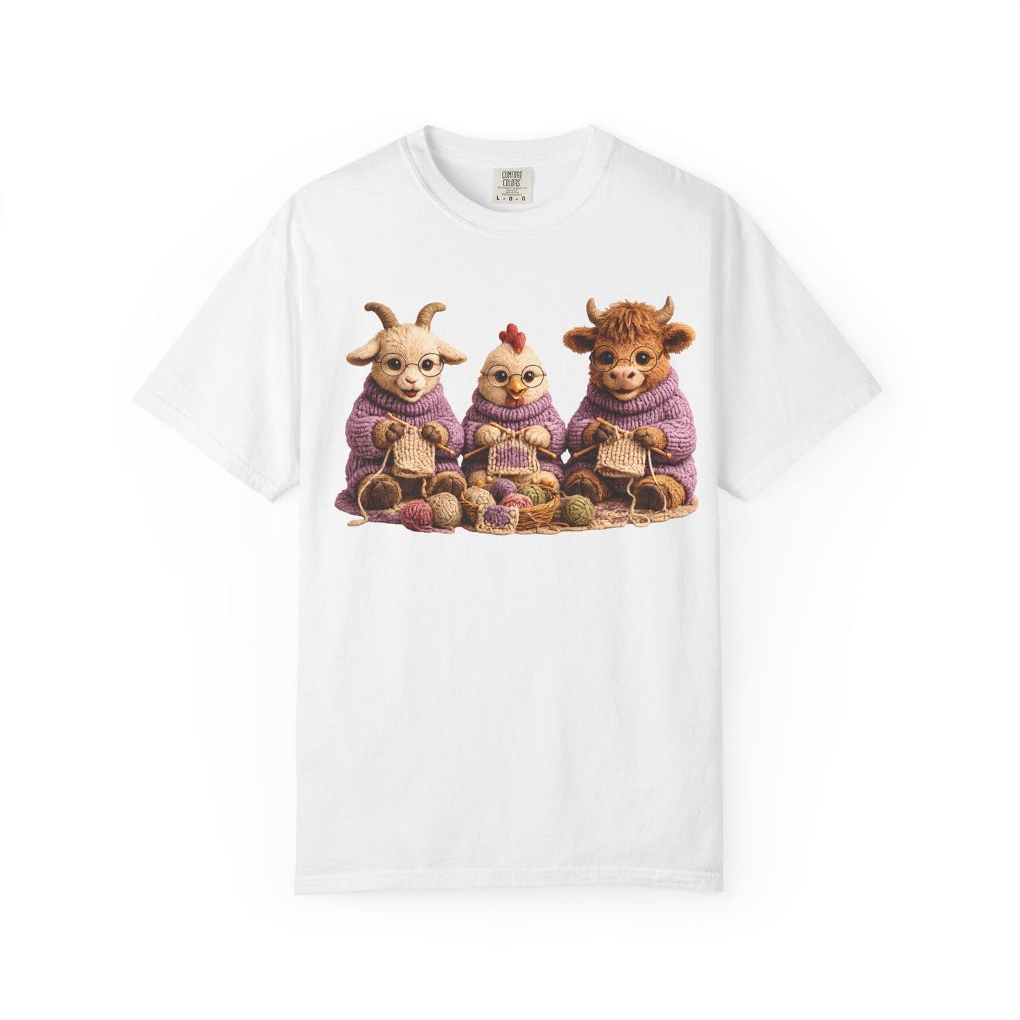 Goat, Chicken, Hyland Cow Knitting — Barnyard Stitch Club T-Shirt