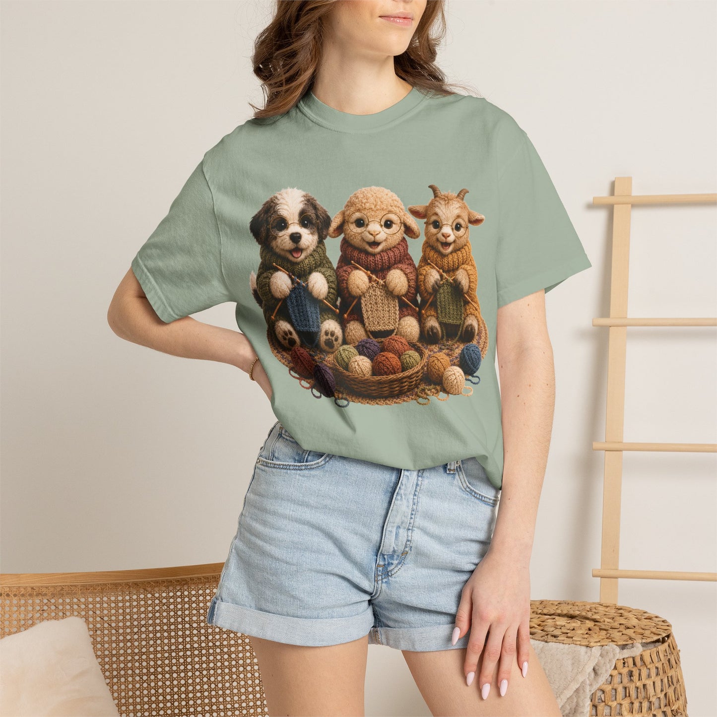 Sheep Dog, Sheep, Goat Knitting — Barnyard Stitch Club T‑Shirt