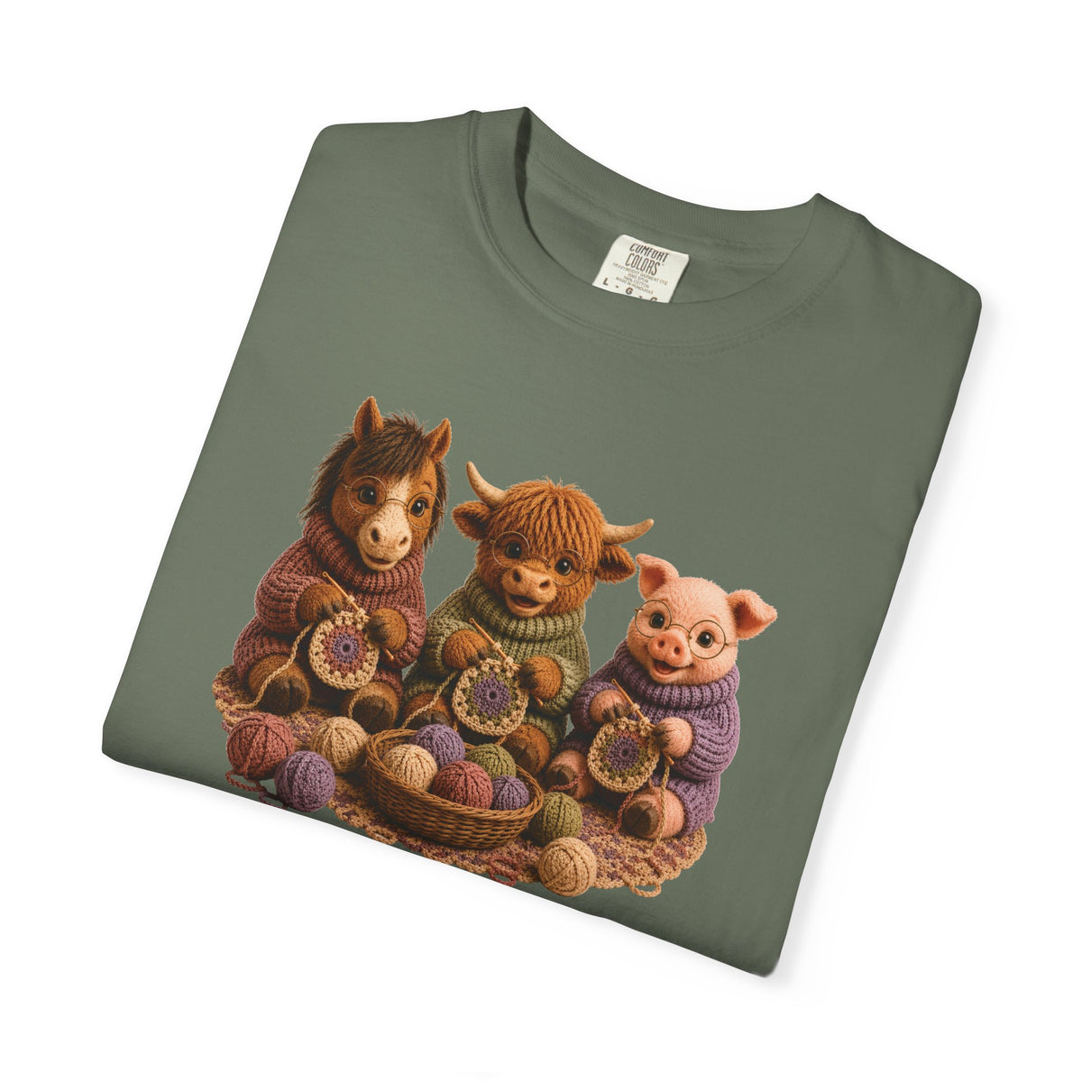 Horse, Hyland Cow, Pig Crocheting — Barnyard Stitch Club T‑Shirt