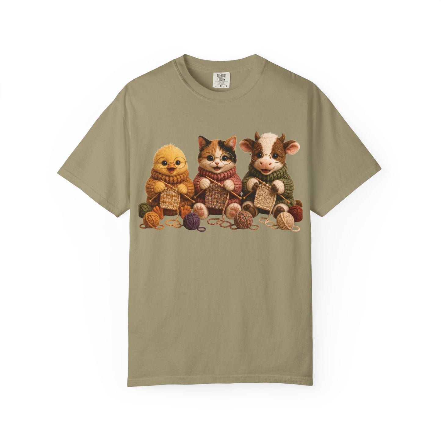 Chick, Calico Cat, Cow Knitting — Barnyard Stitch Club T-Shirt