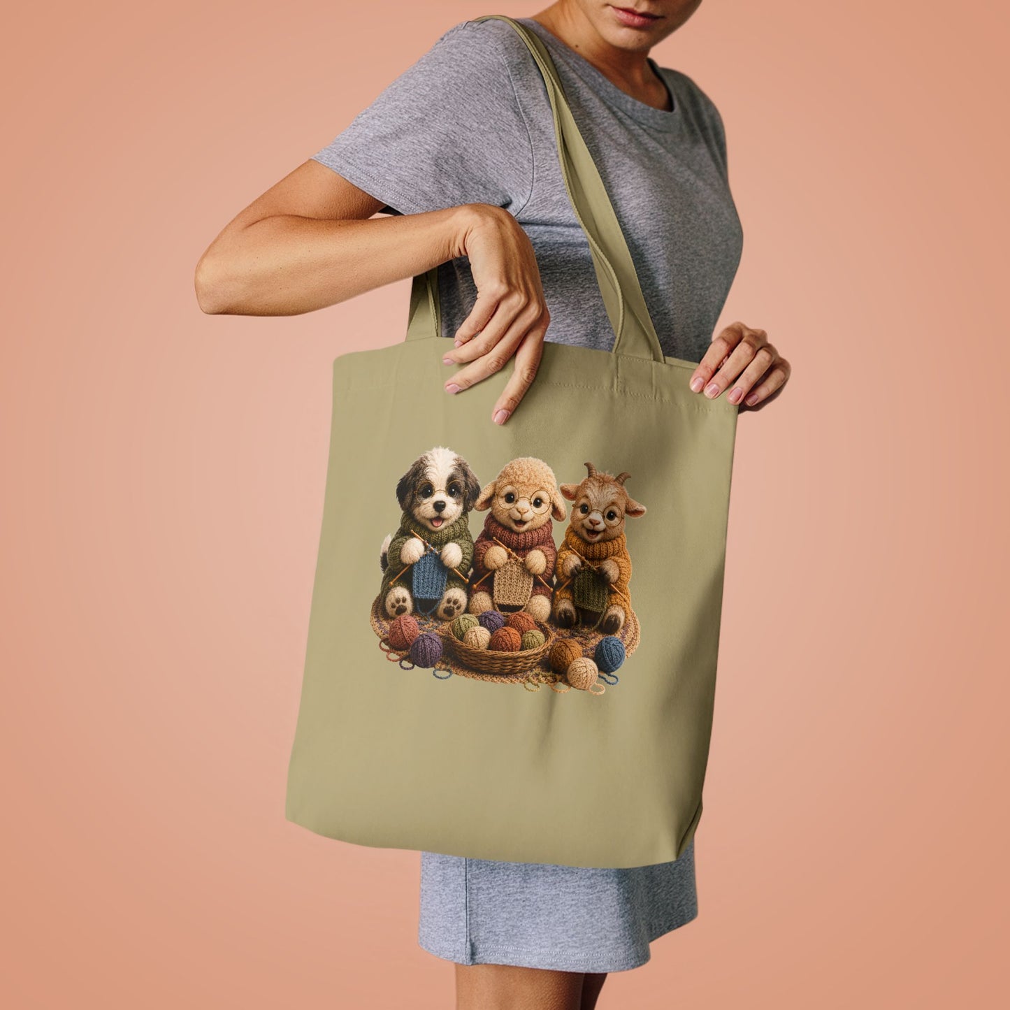 Sheep Dog Sheep Baby Goat Knit — Barnyard Stitch Club Tote