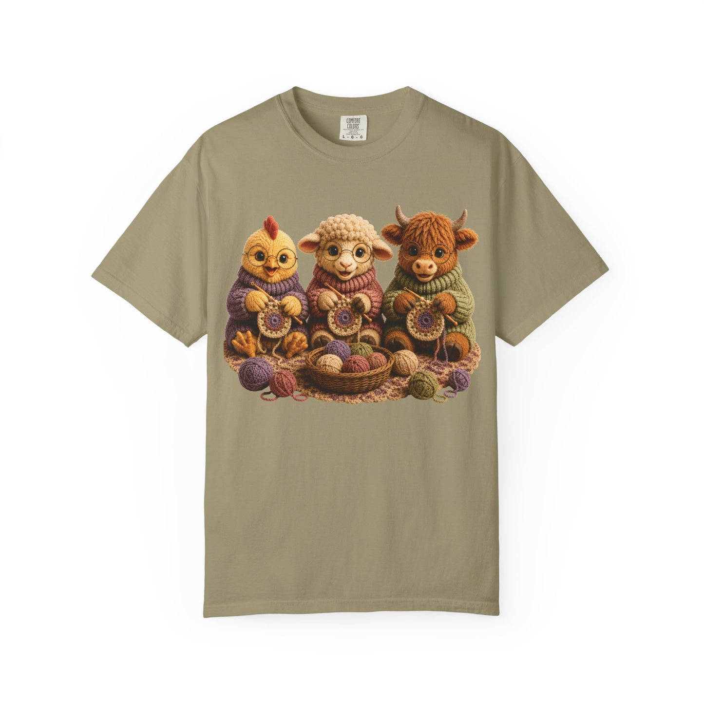 Chicken, Sheep, Hyland Cow Crocheting — Barnyard Stitch Club T-Shirt