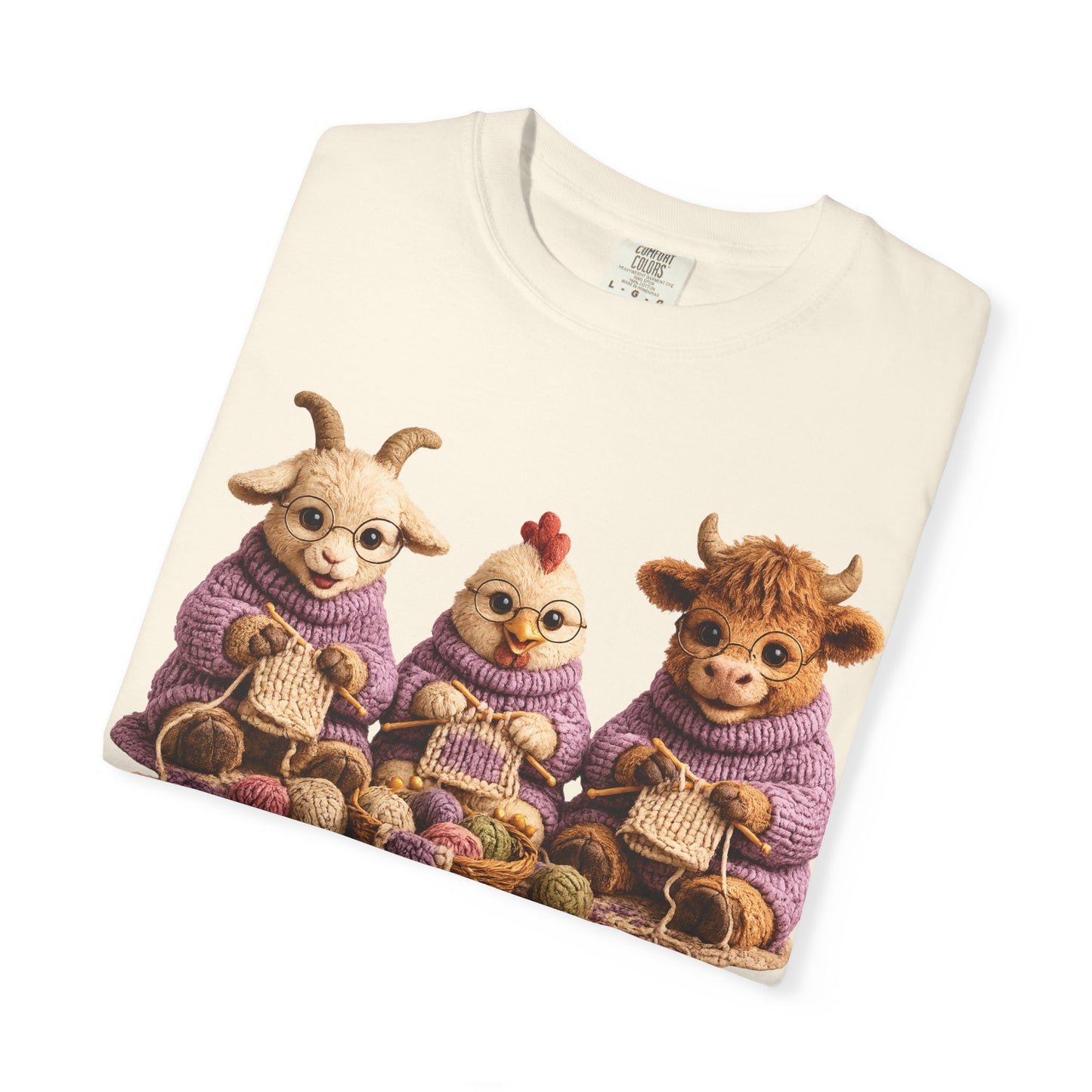 Goat, Chicken, Hyland Cow Knitting — Barnyard Stitch Club T-Shirt